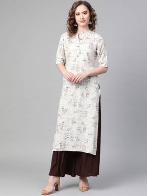 Cream printed rayon kurtas-and-kurtis 1
