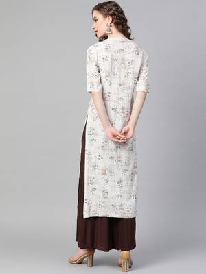 Cream printed rayon kurtas-and-kurtis 2