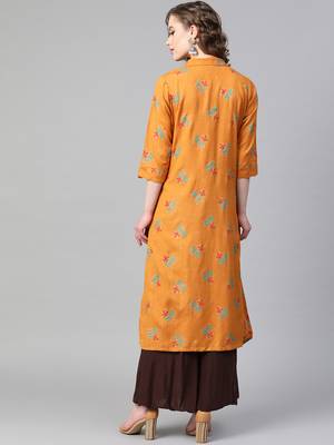 Orange printed rayon  kurtis 2