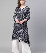 Blue printed rayon  kurtis