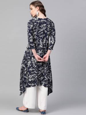 Blue printed rayon  kurtis 2