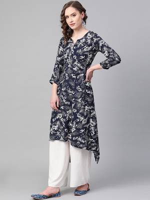 Blue printed rayon  kurtis 3