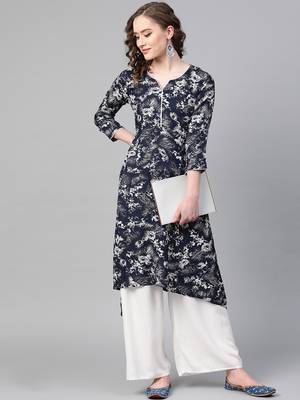 Blue printed rayon  kurtis 5