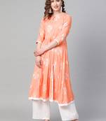 Orange printed rayon kurtis