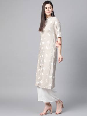 Grey printed rayon  kurtis 3