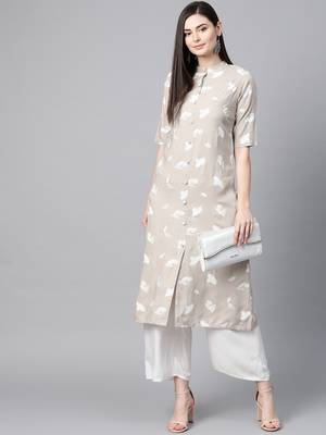 Grey printed rayon  kurtis 4