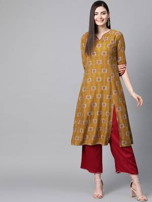 Multicolor printed rayon kurtis 1