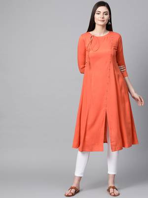 Red printed rayon  kurtis 1