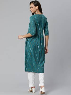 Blue printed rayon  kurtis 2