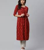 Red printed rayon  kurtis