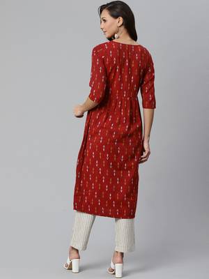 Red printed rayon  kurtis 2