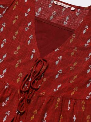 Red printed rayon  kurtis 5