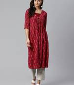 Maroon printed rayon kurtas-and-kurtis