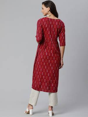 Maroon printed rayon kurtas-and-kurtis 2