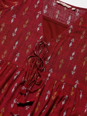 Maroon printed rayon kurtas-and-kurtis 5