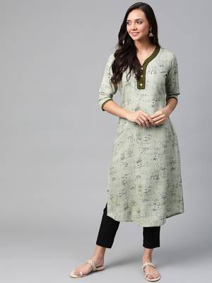 Green printed rayon kurtas-and-kurtis 1