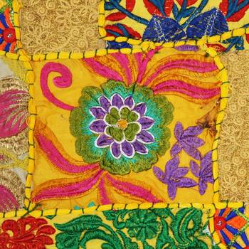 Lalhaveli Patchwork Traditional Style Yellow Toran for Door Decorations Bandarwal Door Hanging 45 X 41 Inch 3