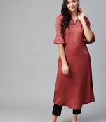Maroon plain rayon kurtas-and-kurtis