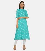 Blue plain rayon kurtas-and-kurtis
