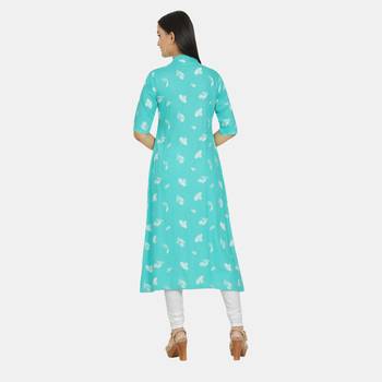 Blue plain rayon kurtas-and-kurtis 2