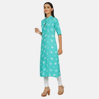 Blue plain rayon kurtas-and-kurtis 4