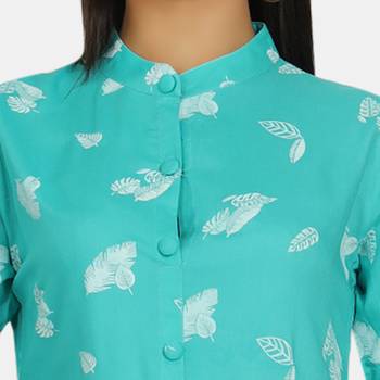 Blue plain rayon kurtas-and-kurtis 5