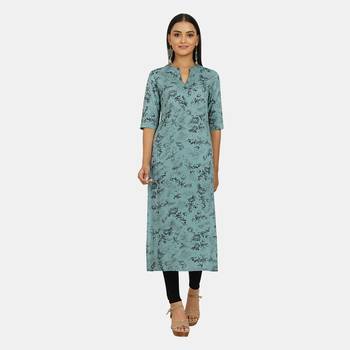 Blue printed rayon  kurtis 1
