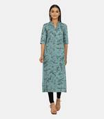Blue printed rayon  kurtis