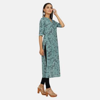 Blue printed rayon  kurtis 2