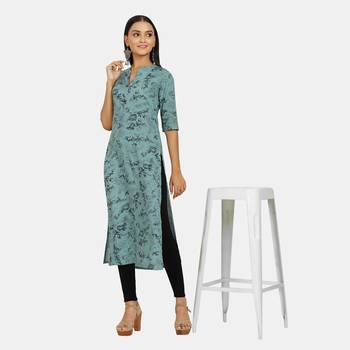 Blue printed rayon  kurtis 5