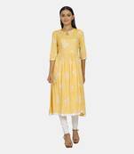 Yellow printed rayon kurtis