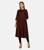 Maroon plain rayon kurtis