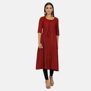 Maroon plain rayon kurtis 1