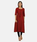 Maroon plain rayon kurtis