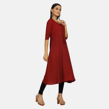 Maroon plain rayon kurtis 3