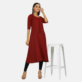 Maroon plain rayon kurtis 4