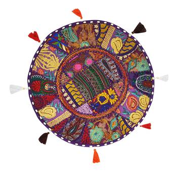 Lalhaveli Khambadiya Bed Sofa Decorative Cotton Round Floor Meditation Throw Pillowcase 18 Inch 1 Pcs 1
