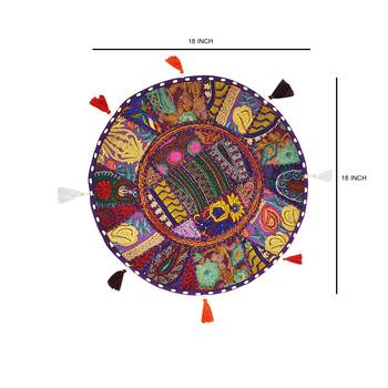 Lalhaveli Khambadiya Bed Sofa Decorative Cotton Round Floor Meditation Throw Pillowcase 18 Inch 1 Pcs 4