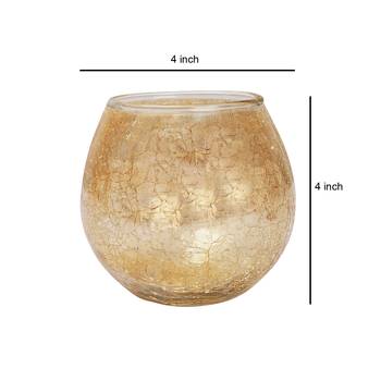 Lalhaveli Crackle Glass Romantic Wedding Decorative Indoor Outdoor Decor Tea Light Candle Holder 4'' (Candle Included)  2