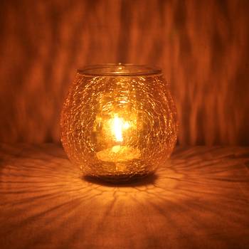 Lalhaveli Crackle Glass Romantic Wedding Decorative Indoor Outdoor Decor Tea Light Candle Holder 4'' (Candle Included)  3