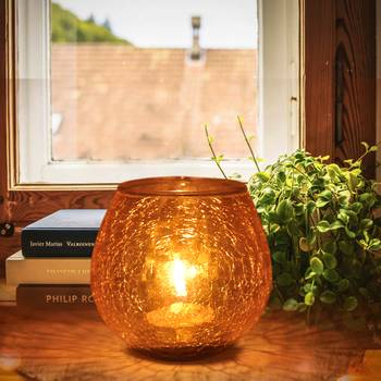 Lalhaveli Crackle Glass Romantic Wedding Decorative Indoor Outdoor Decor Tea Light Candle Holder 4'' (Candle Included)  4