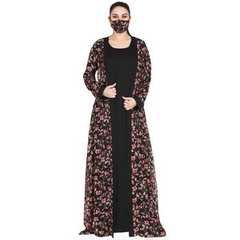 Mushkiya-Attached Shrug Abaya Like Dress With Belt. 1