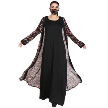Mushkiya-Attached Shrug Abaya Like Dress With Belt. 3