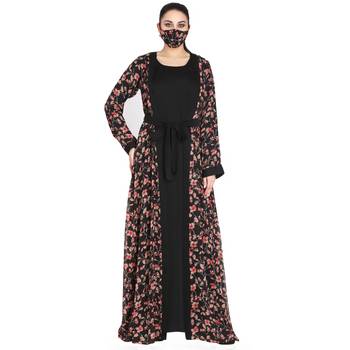 Mushkiya-Attached Shrug Abaya Like Dress With Belt. 6