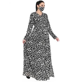 Mushkiya-Black & White Printed Dress In Chiffon Fabric With Extra Flare and Half Open Front. 3