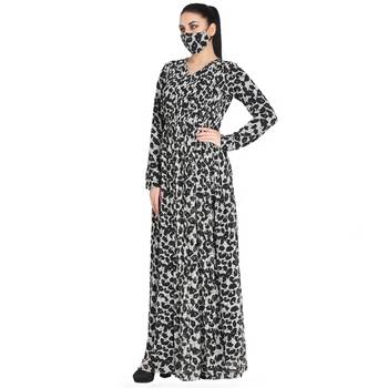 Mushkiya-Black & White Printed Dress In Chiffon Fabric With Extra Flare and Half Open Front. 4