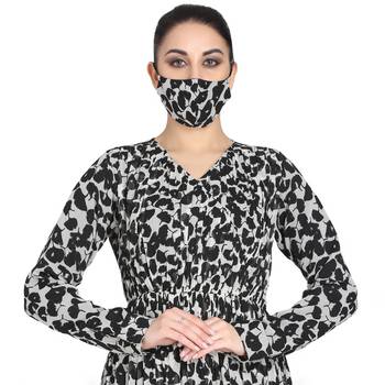 Mushkiya-Black & White Printed Dress In Chiffon Fabric With Extra Flare and Half Open Front. 5