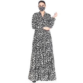 Mushkiya-Black & White Printed Dress In Chiffon Fabric With Extra Flare. 1