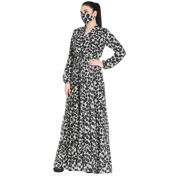 Mushkiya-Black & White Printed Dress In Chiffon Fabric With Extra Flare. 2