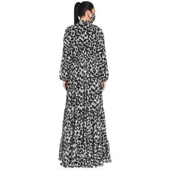 Mushkiya-Black & White Printed Dress In Chiffon Fabric With Extra Flare. 5